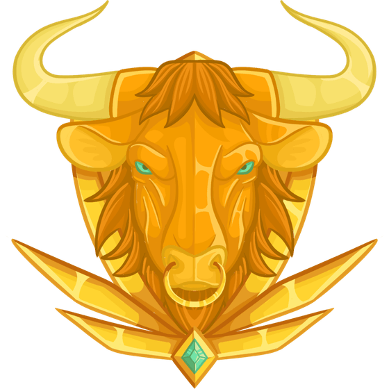 Titan rank: a golden bull crest with a green gem