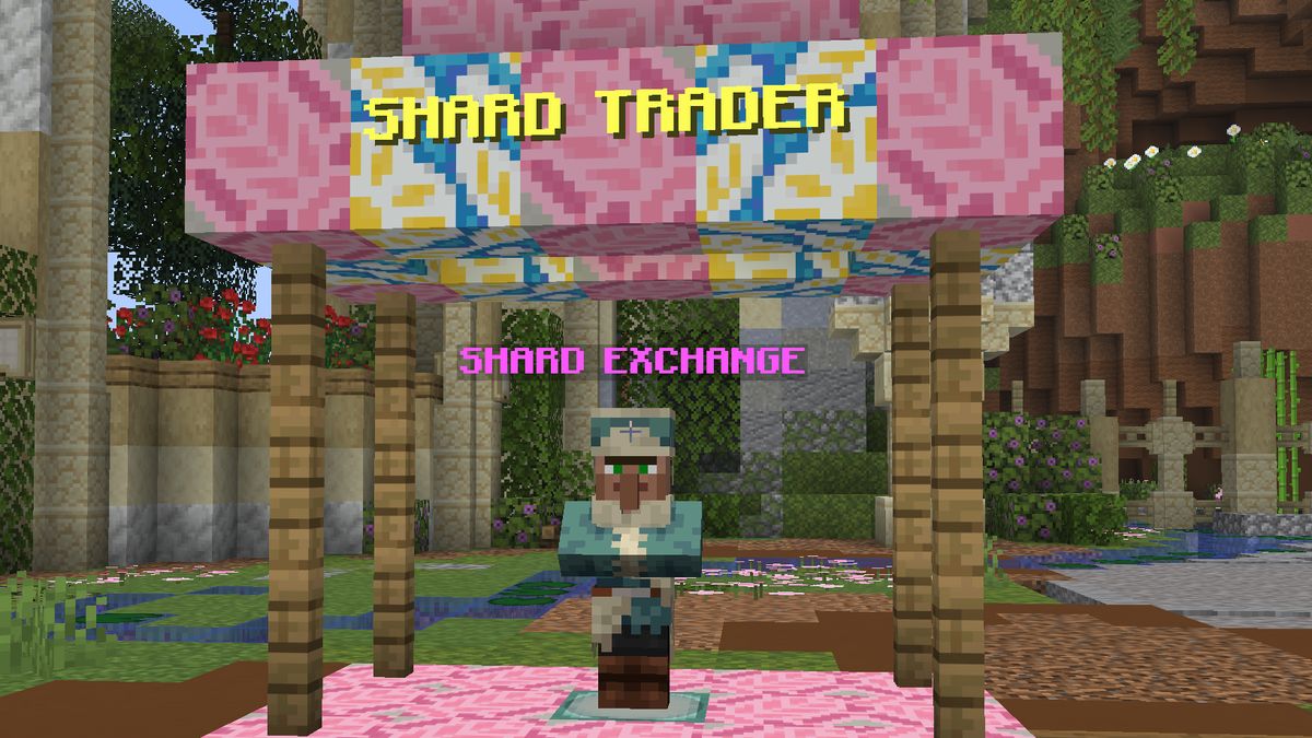 The Shard Trader booth at spawn, where players swap Pinata Shards for rewards